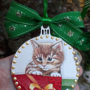 Ornements de Noël, ornements pour chats, ornements en bois, ornements darbres suspendus, ornements de chats personnalisés, cadeau pour chats, boules de chat, ornements pour animaux image 5
