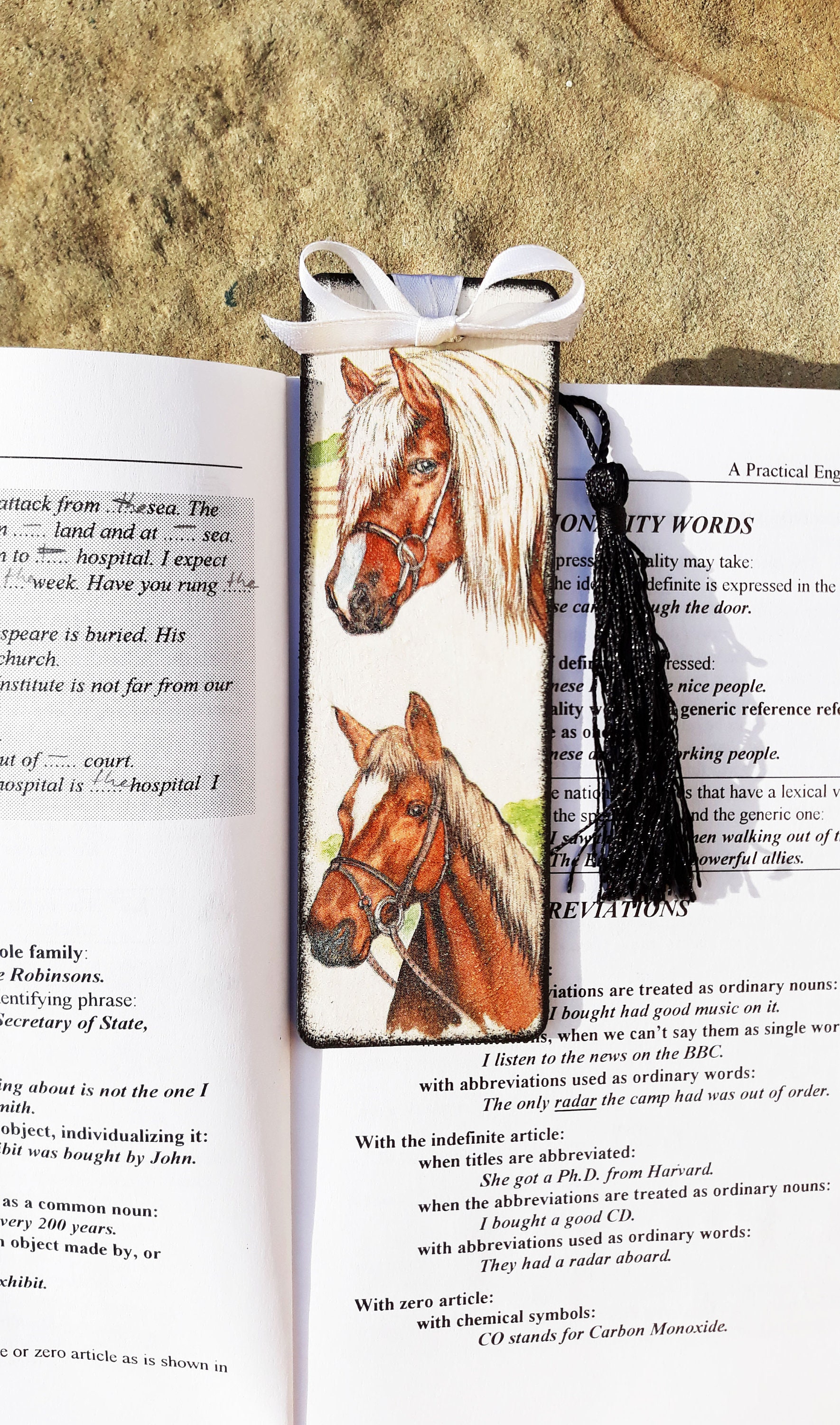 Horse Bookmark Horse Gift Horse Wooden Bookmark Decoupage Etsy