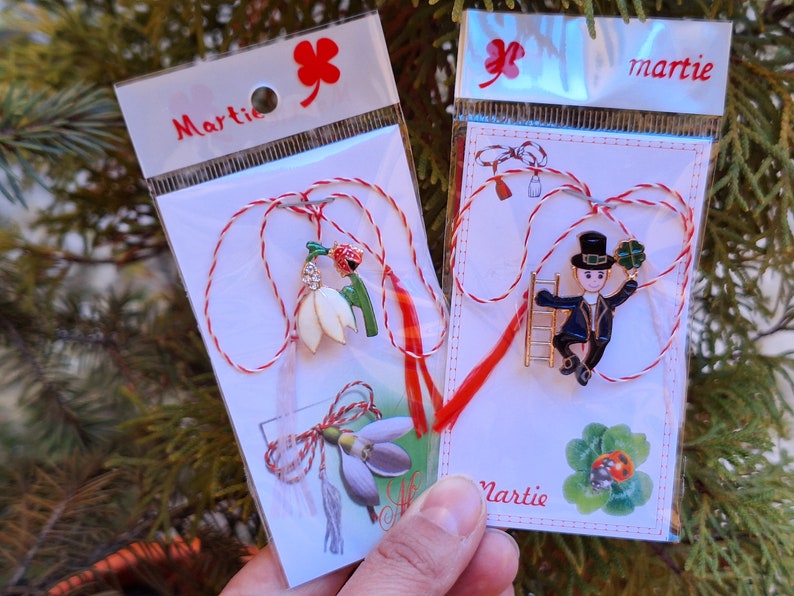 Martisor, martisoare, Romanian traditional martisor, chimney sweeper snowdrop martisor, martenitsa, Baba Marta, Romanian gifts, Romania imagem 7