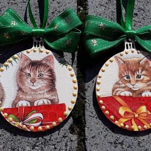 Ornements de Noël, ornements pour chats, ornements en bois, ornements darbres suspendus, ornements de chats personnalisés, cadeau pour chats, boules de chat, ornements pour animaux image 9