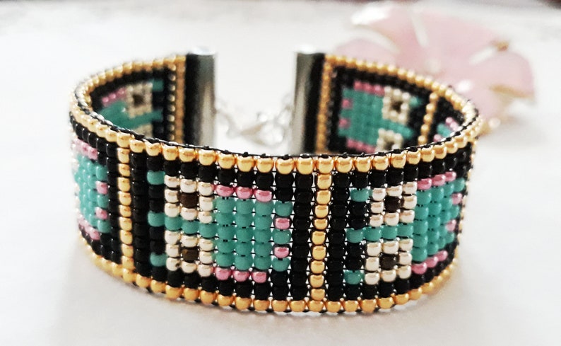 bead loom bracelet, owl bracelet, seed bead bracelet, beaded bracelet, adjustable bracelet, loom bracelet, owl loom bracelet, owl gift image 1