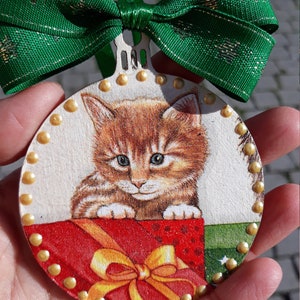 Ornements de Noël, ornements pour chats, ornements en bois, ornements darbres suspendus, ornements de chats personnalisés, cadeau pour chats, boules de chat, ornements pour animaux image 10