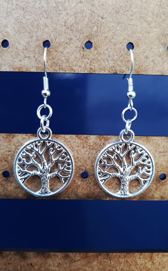 Orecchini a goccia con albero della va in argento sterling