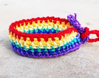 Pride bracelet, LGBT rainbow bracelet, crochet LGBT bracelet,  LGBT flag bracelet, pride festival bracelet, pride gift, rainbow lgbt gift