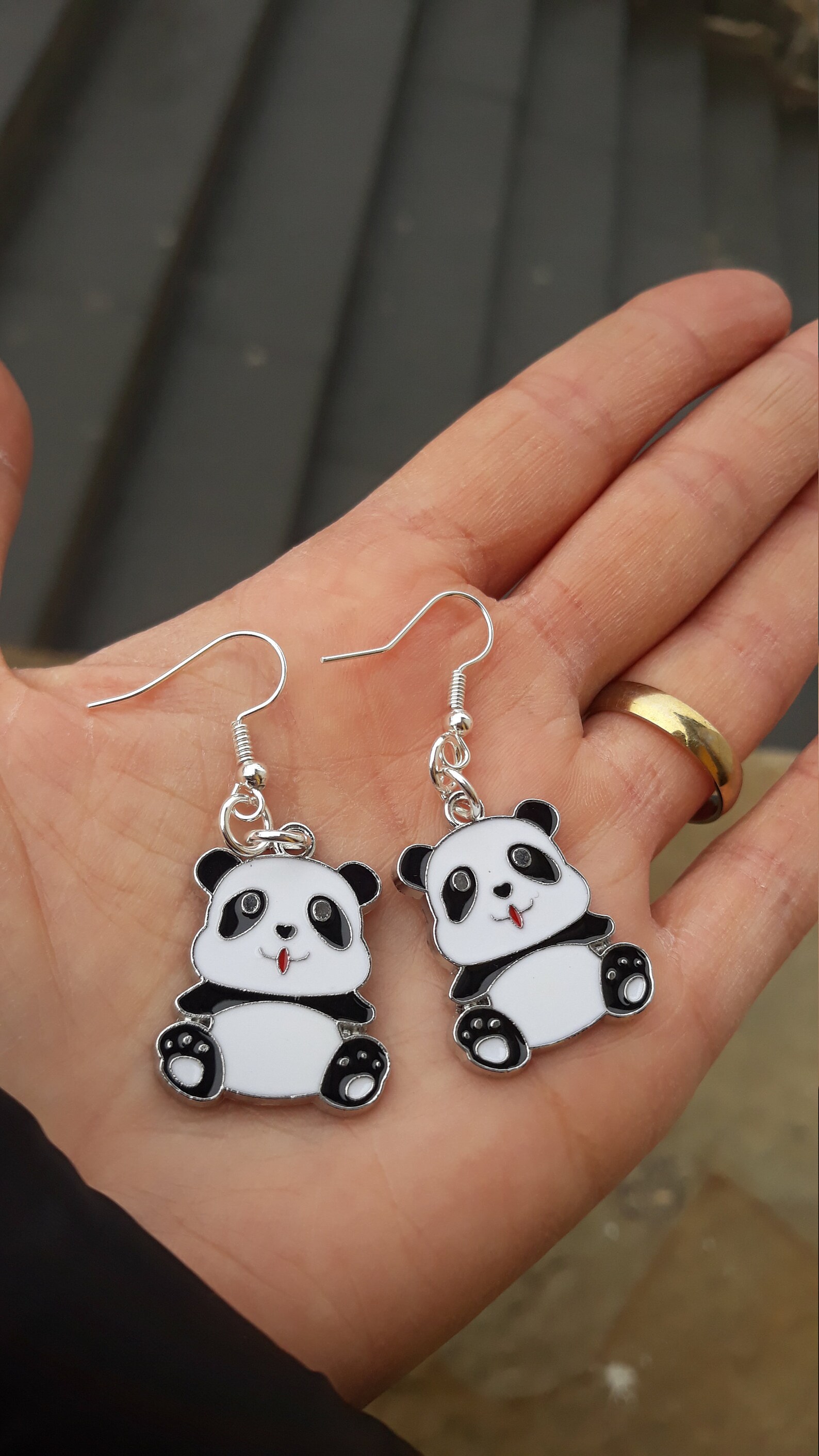 Panda Earrings Panda Gift Panda Dangle Earrings Panda Etsy