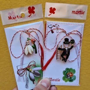 Martisor, martisoare, Romanian traditional martisor, chimney sweeper snowdrop martisor, martenitsa, Baba Marta, Romanian gifts, Romania image 2