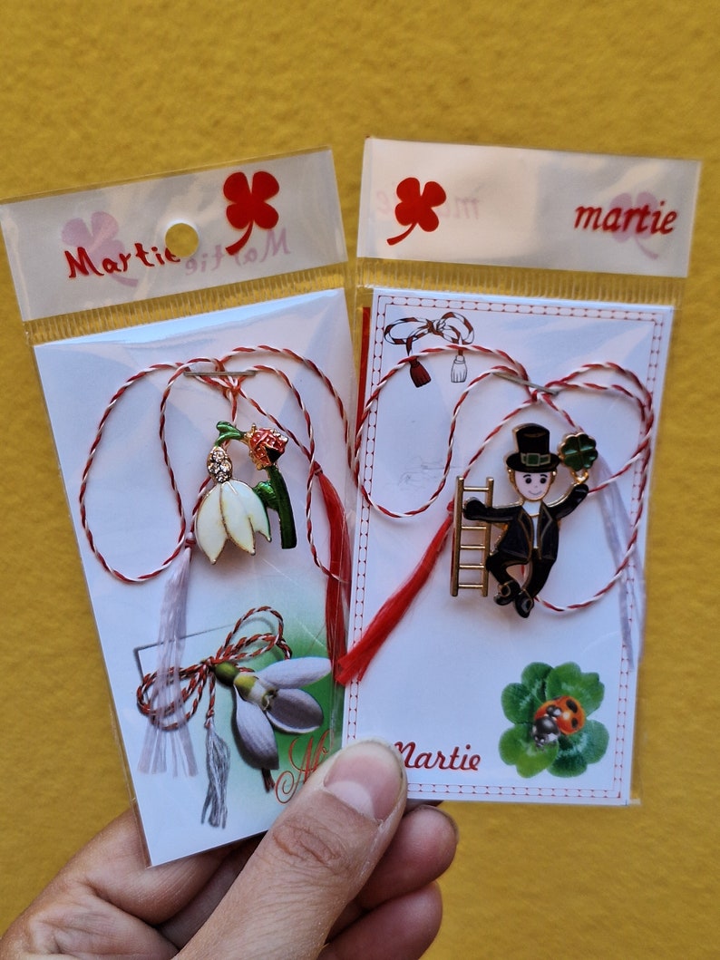 Martisor, martisoare, Romanian traditional martisor, chimney sweeper snowdrop martisor, martenitsa, Baba Marta, Romanian gifts, Romania imagem 2