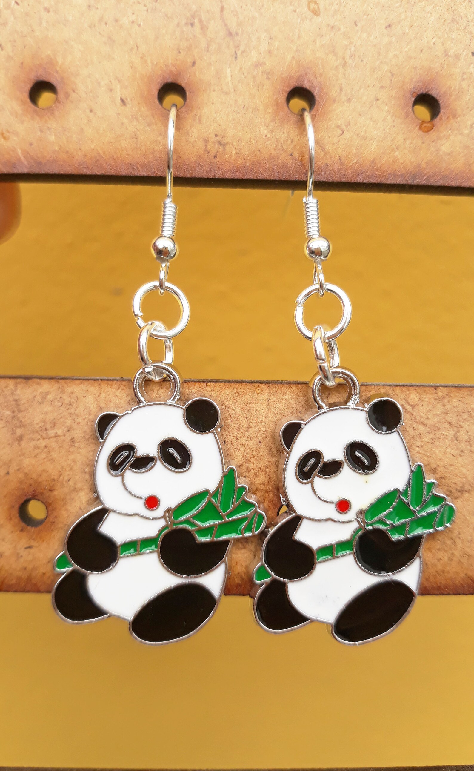 Panda Earrings Panda Gift Panda Dangle Earrings Panda Etsy