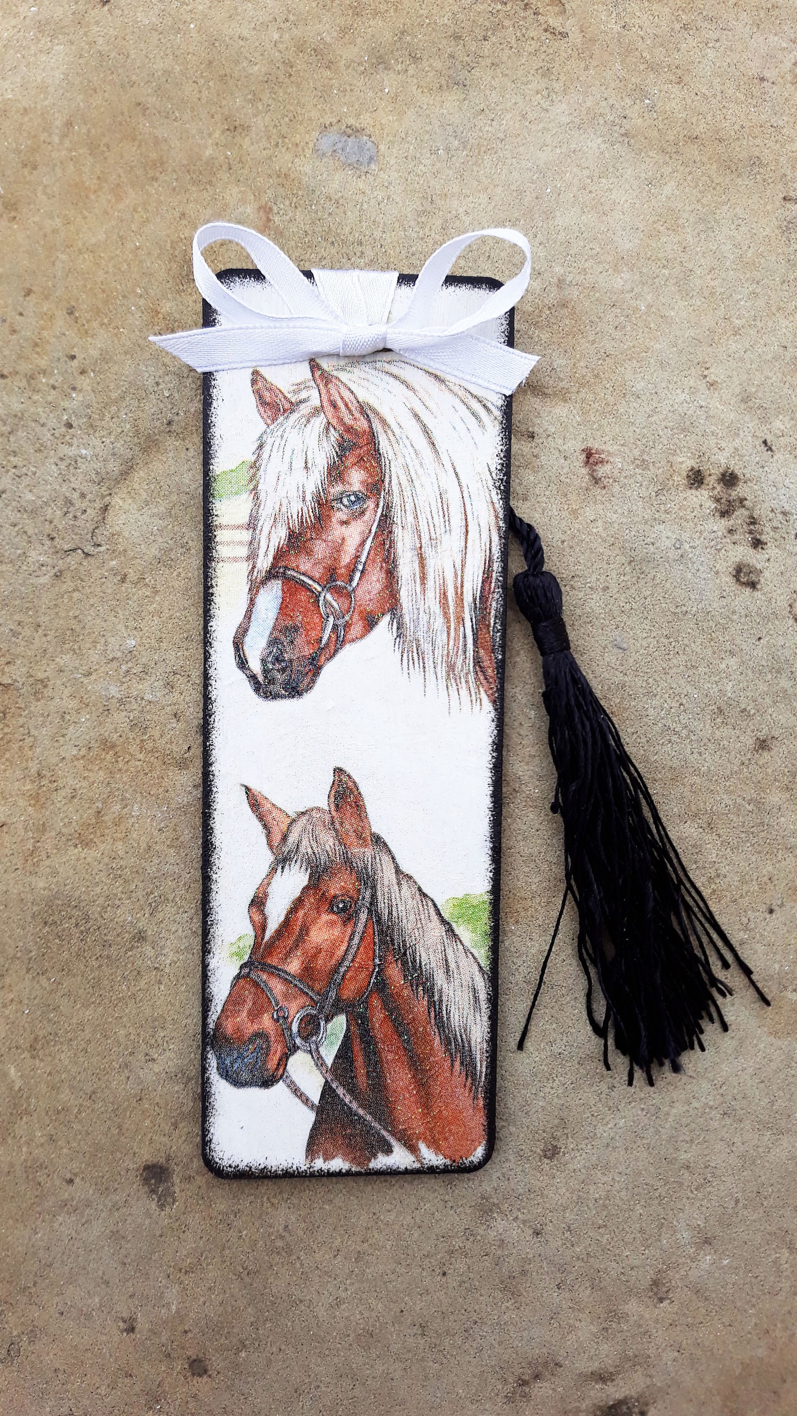 Horse Bookmark Horse Gift Horse Wooden Bookmark Decoupage Etsy