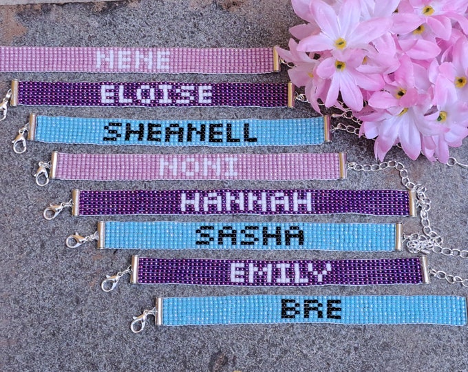 Custom Name Bead Loom Bracelet, Customized Beaded Bracelet, Personalized Bead Loom Name Bracelet