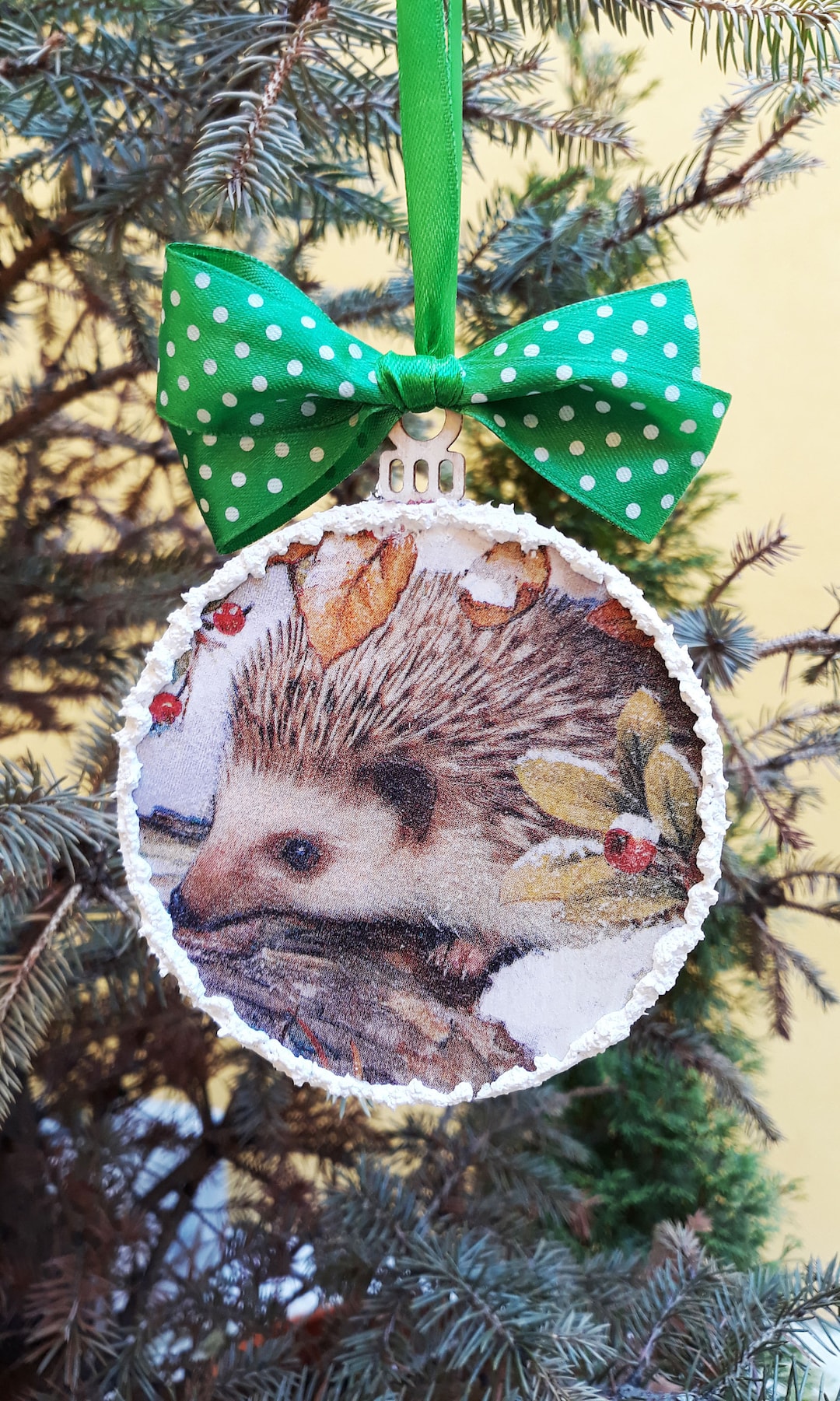 Hedgehog Ornament Christmas Wooden Ornament Custom Hedgehog Etsy