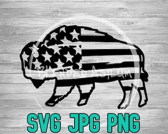 American Buffalo SVG JPG PNG | American Flag Bison| Bull Svg | Yellowstone Svg | Distressed American Flag | Cricut File | Silhouette File