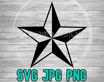 Estrella Náutica 001 SVG PNG JPG / Archivo de corte vectorial estrella / Silueta cricut / Glowforge / Subliminación / Descarga digital