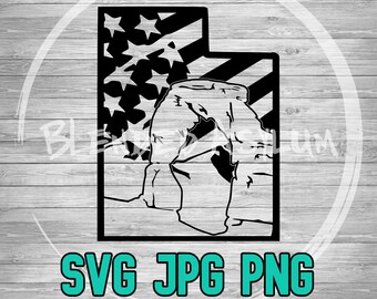 Utah American Flag Arches SVG PNG JPG | Utah Tattered Flag Vector | Cricut and Silhouette File | Clipart | Laser Engraving