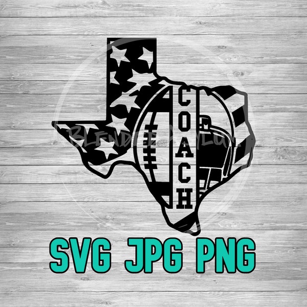 Texas American Flag Football Coach SVG PNG JPG | Texas Football Coach Vector | Cricut and Silhouette File | Clipart | Laser Engraving