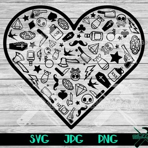 Rockabilly Heart Vector Cut File SVG, JPG, PNG