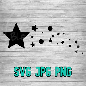 Shooting Star 001 SVG PNG JPG | Stardust Trail Vector Cut File | Cricut Silhouette | Glowforge | Sublimination | Digital Download