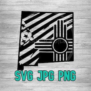 New Mexico Amerikaanse staatsvlag omgekeerde SVG PNG JPG | Betoverend land | Cricut silhouet | Lasergraveren | Gloedforge | Subliminatie