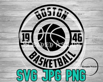 Basketball Founded Boston SVG PNG JPG | Basketball Boston Ma Vector File | Cricut File | Silhouette | Vintage Basketball Digital Download