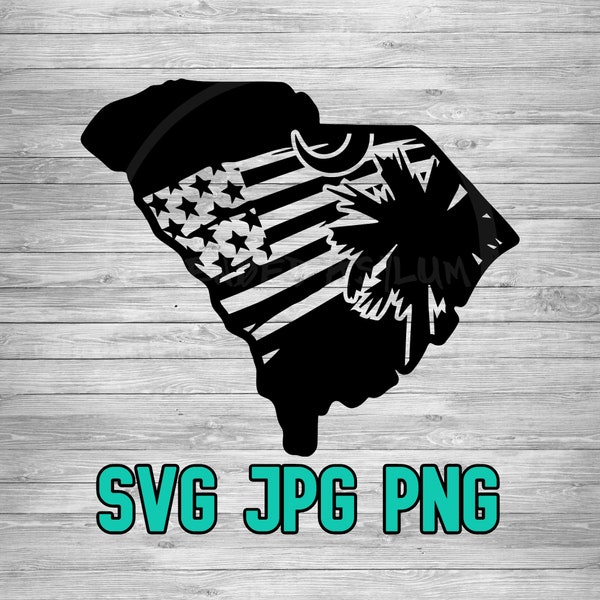 South Carolina American State Flag Reversed SVG PNG JPG | Palmetto State | Cricut Silhouette | Laser Engrave | Glowforge | Sublimination