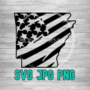 アーカンソー州のアメリカ国旗 SVG PNG JPG | アーカンソー州のぼろぼろの国旗ベクター | Cricut およびシルエット ファイル | クリップアート | レーザー彫刻