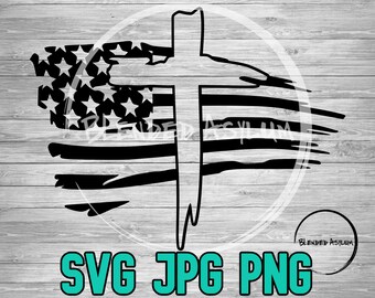 Cross and Flag 004 SVG PNG JPG | American Flag Cross Cape Vector | Cricut Silhouette File | Clipart | Laser Engraving File | Sublimination
