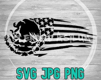 American Flag Mexico 002 SVG JPG PNG | American Mexico Flag Merged | Distressed American Flag | Vector Cut File | Cricut File | Silhouette