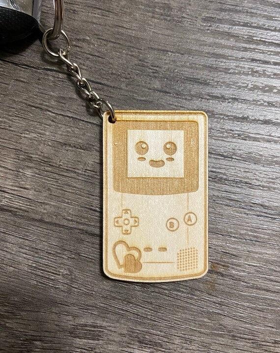 Game Boy Kawaii Keychain Laser Engraved Wooden Key Chain Retro Etsy