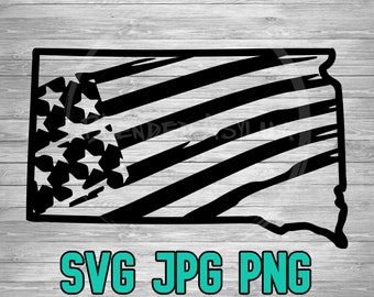 South Dakota American Flag SVG PNG JPG / South Dakota Vector / Cricut File / Silhouette File / Clipart File / Laser Engraving File