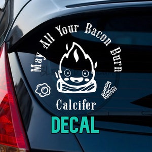 Fire Demon May All Your Bacon Burn Decal | Window Decal | Cute Anime Decal | Manga Style Decal | Sprite Vinyl Decal
