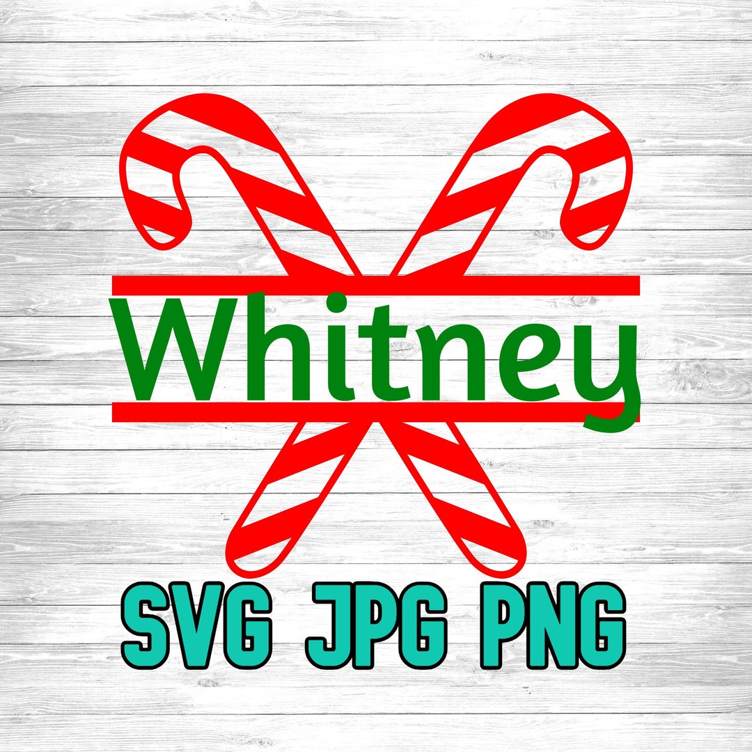 Candy Cane Name Frame SVG PNG JPG Candy Cane Vector Cut File Split Name
