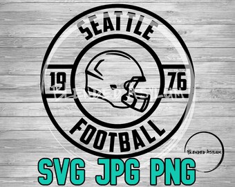 Football Founded Seattle SVG PNG JPG | Football Seattle wa Vector File | Cricut File | Silhouette | Vintage Seattle 1976 Football