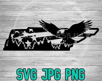 Tennessee American Flag Eagle SVG PNG JPG | Tennessee Vector | Cricut File | Silhouette File | Clipart File | Laser Engraving File