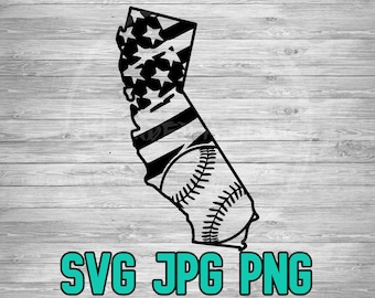 California American Flag Baseball SVG PNG JPG | California Softball Vector | Cricut and Silhouette File | Clipart | Laser Engraving
