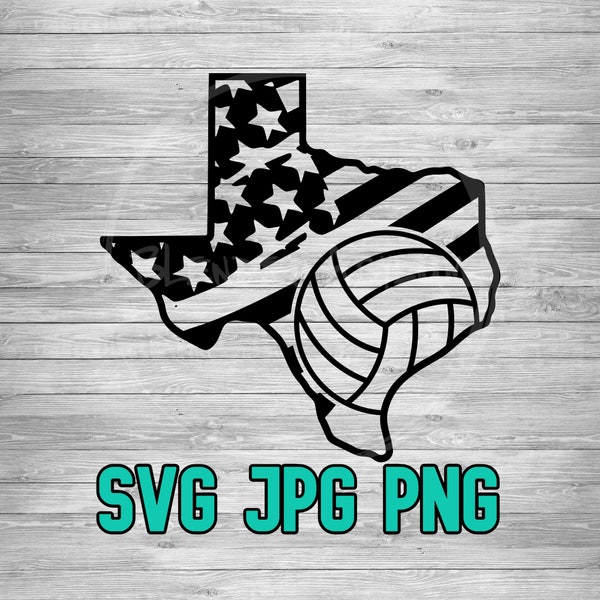 Texas American Flag Volleyball SVG PNG JPG | Texas Volleyball Vector | Cricut and Silhouette File | Clipart File | Laser Engraving File