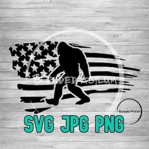 Bigfoot American Flag 002 SVG PNG JPG | Bigfoot Distressed Flag svg | Digital Download | Cricut File | Silhouette File | Sasquatch Flag