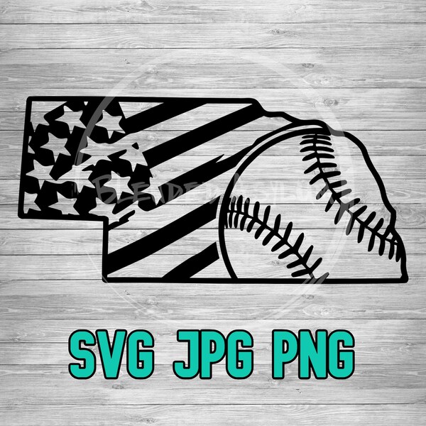 Baseball American Flag Nebraska SVG PNG JPG | Nebraska Baseball | Sports Files | Cricut and Silhouette | Sublimination | Digital Download