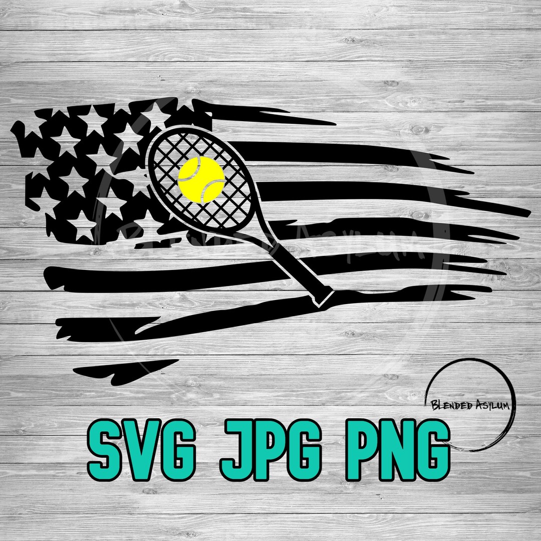 American Flag Tennis SVG PNG JPG Tennis Flag Layered Vector File Cricut