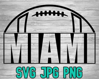 Miami Football 002 SVG PNG JPG | Miami Football Layered Vector File | Cut File | Sublimination | Retro Style | Clip Art | Digital Download