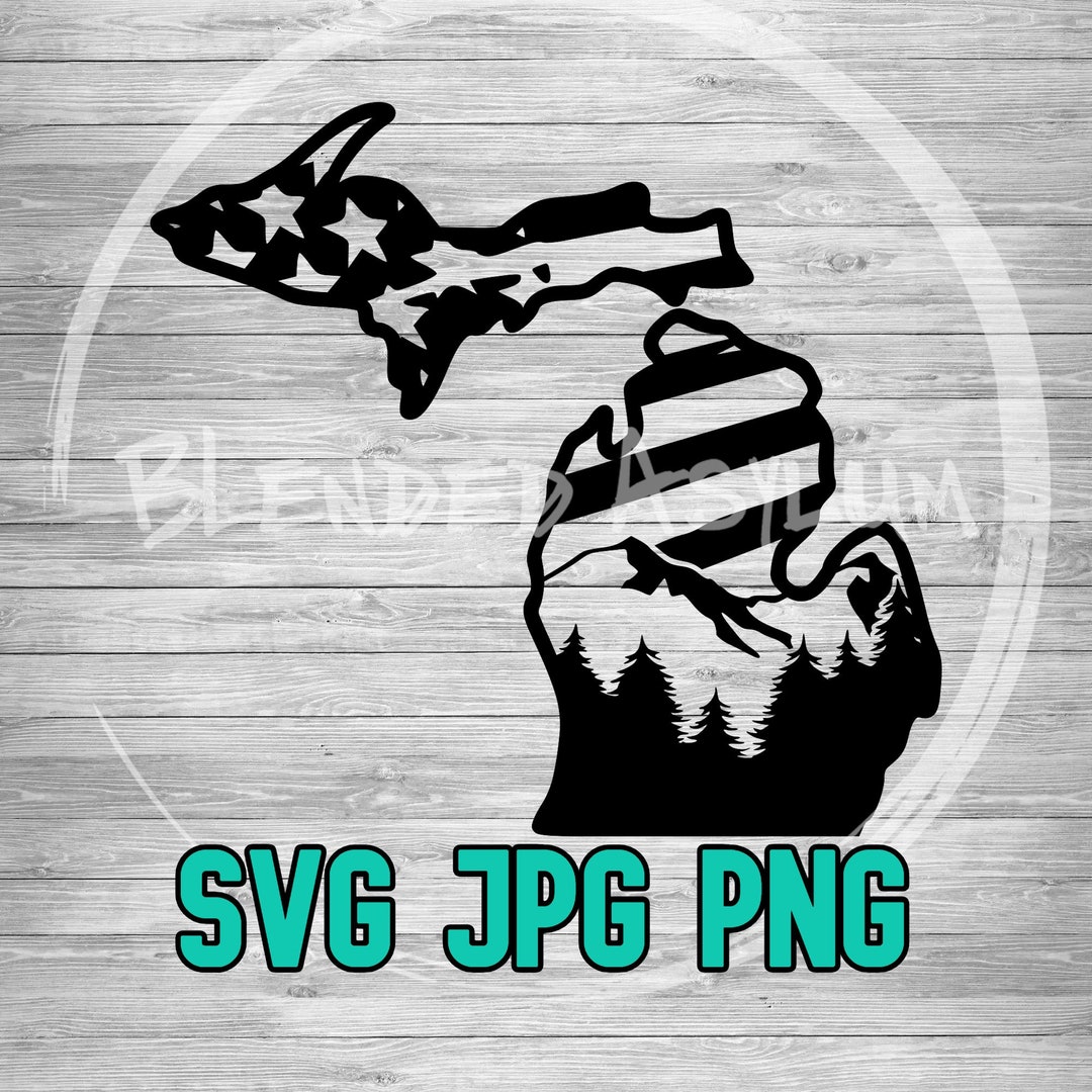 Michigan American Flag Mountains SVG PNG JPG | Michigan Flag Forest ...