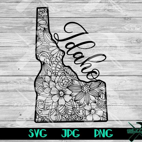 Mandala Idaho SVG JPG PNG | Idaho Flower Design | Idaho Coloring Page | Adult Coloring | Floral Idaho | Cricut Vector File | Silhouette File