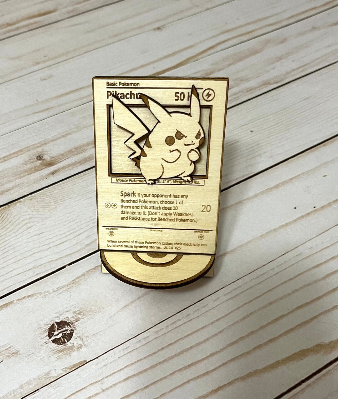 Wood Pikachu Pokemon Card Personalized Laser Cut Pokemon Etsy