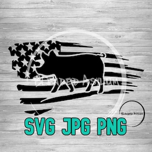 American Pig SVG PNG JPG | American Pig Rancher | Pig Ranch svg | Piggy Svg | Digital Download | Cricut File & Silhouette File