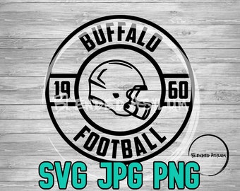 Voetbal opgericht Buffalo SVG PNG JPG | Football Buffalo Vector File | Cricut Bestand | Silhouette-bestand | Vintage ny Voetbal Svg