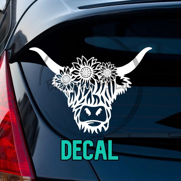 Sunflower Cow Window Decal - Etsy