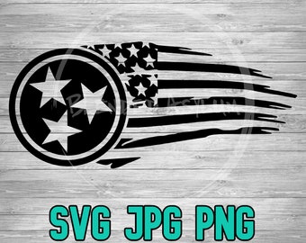 Tennessee American Flag SVG PNG JPG | Tennessee Vector | Cricut File | Silhouette File | Clipart File | Laser Engraving File