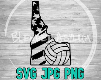 Idaho American Flag Volleyball SVG PNG JPG | Idaho Outline Vector | Cricut and Silhouette File | Clipart | Laser Engraving | Sublimination