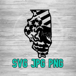 Vlag van Illinois Amerikaans Mexico SVG JPG PNG | Amerikaanse Mexicaanse vlag samengevoegd | Lasergravure bestand | Vector gesneden bestand | Cricut silhouet bestand