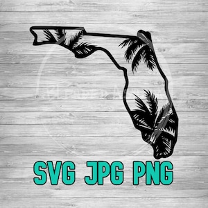 Florida Palm Trees SVG PNG JPG | Tropical Florida | Sunny Florida | Beach | Sublimination | Cricut Silhouette File | Laser Engraving