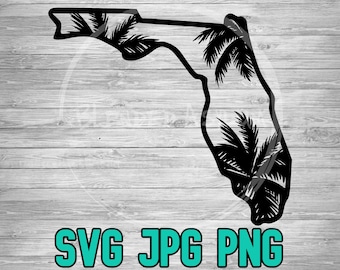 Florida Palm Trees SVG PNG JPG | Tropical Florida | Sunny Florida | Beach | Sublimination | Cricut Silhouette File | Laser Engraving